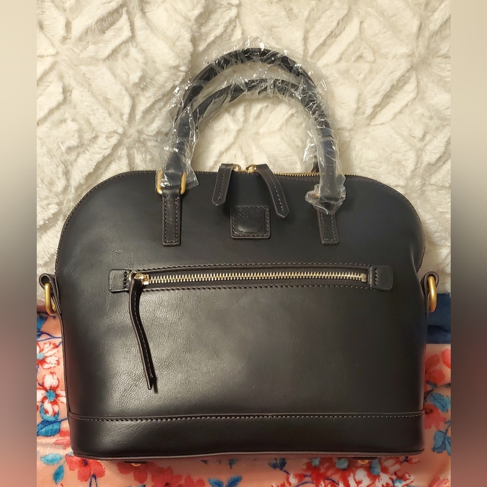 New Dooney Bourke Florentine Leather Domed Satchel Black - Picture 6 of 15